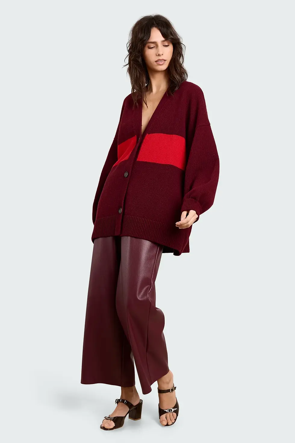 Thumbnail: MOUCHIE Wool Blend Cardigan  Burgundy/Red