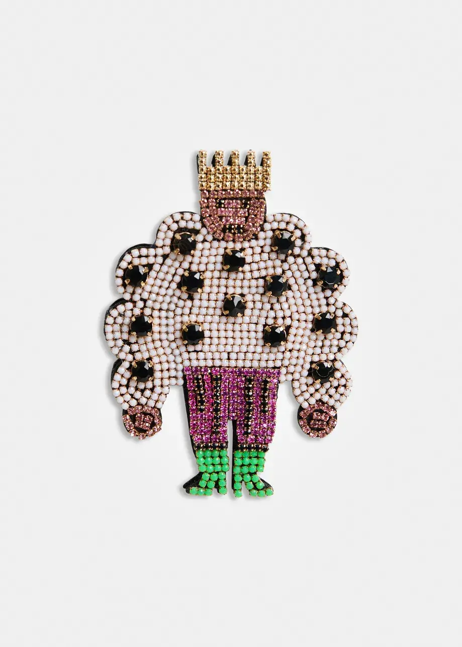 Green, yellow and blue rhinestone-embellished king brooch KAYLOR K2OW