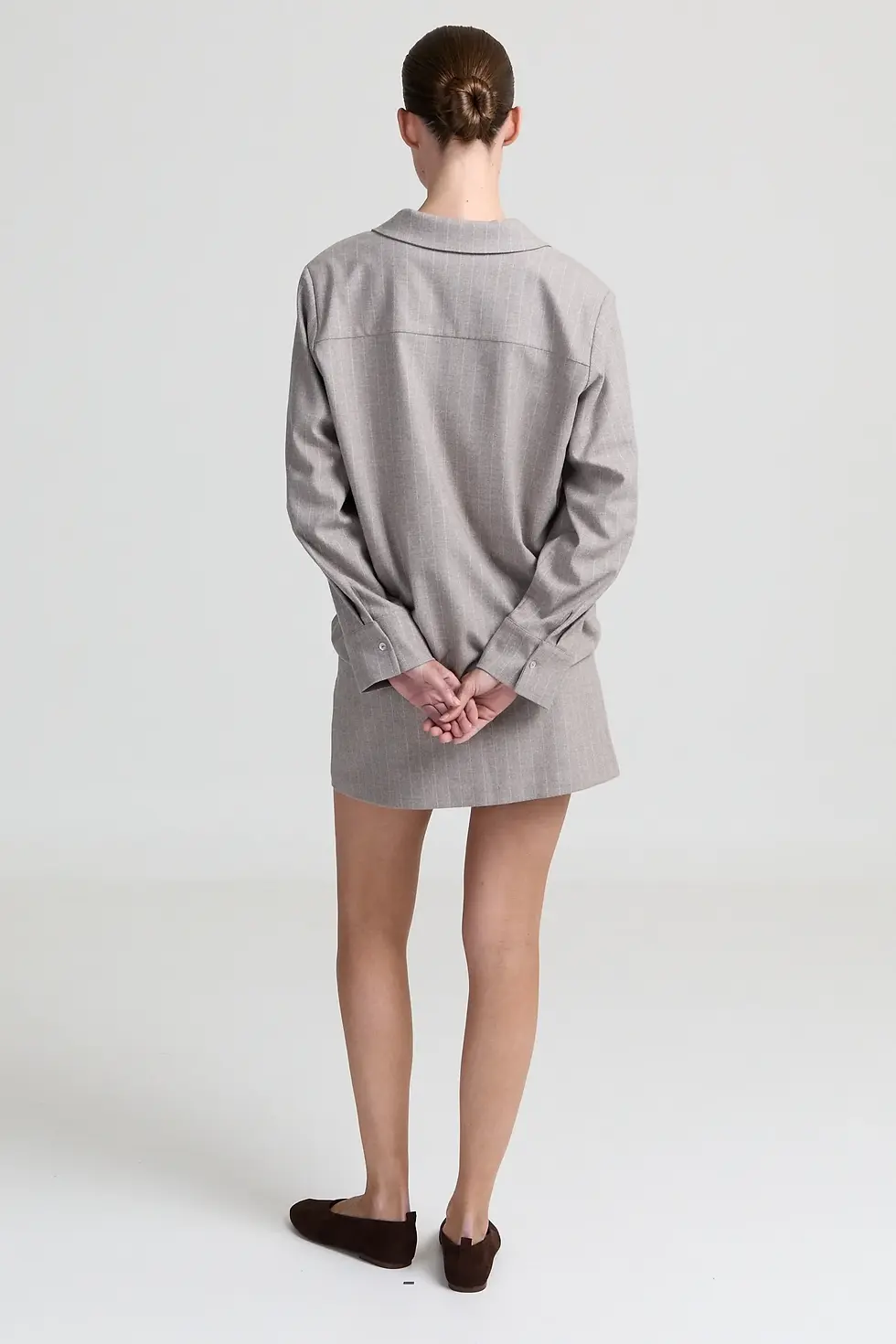 Thumbnail: Pyama Shirt With Shoulder Pads  ALEXINE  Beige Pinstripe