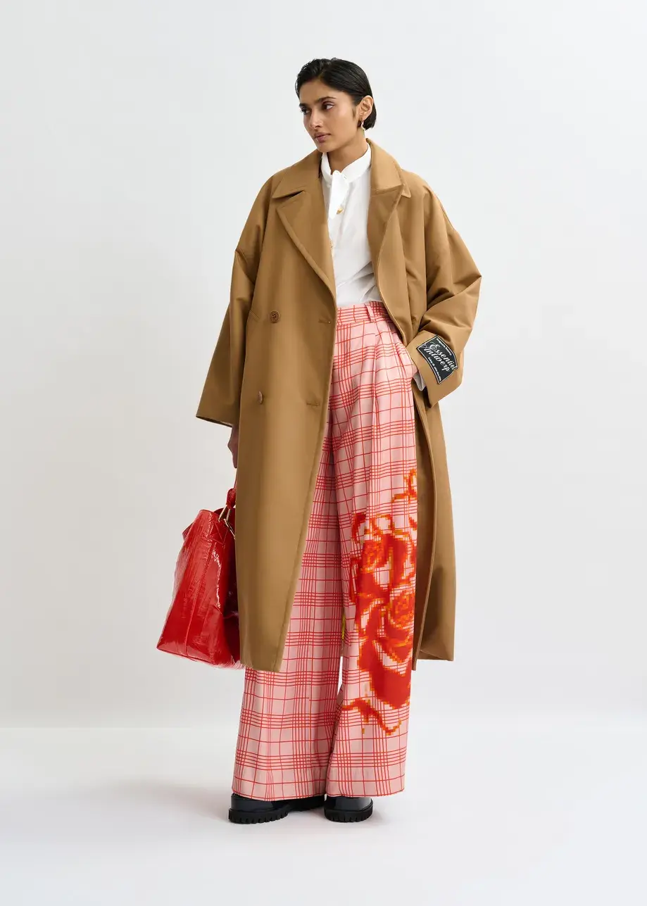 Thumbnail: Roze en rood geruite broek met brede pijp en geplaatste print JANE-J3OB