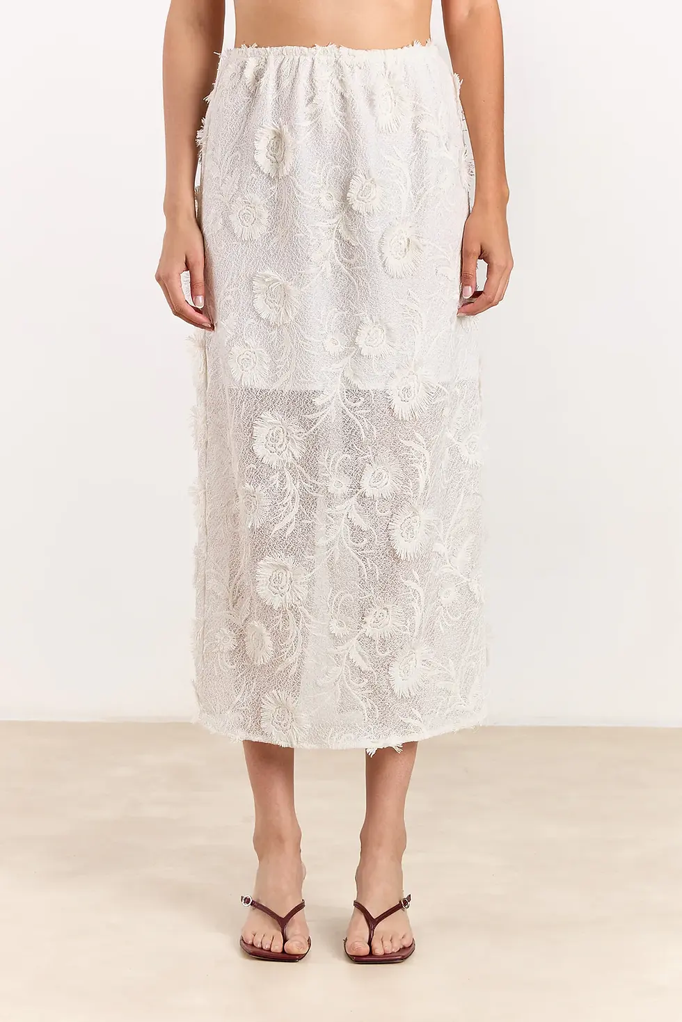 Thumbnail: ELOISE Fringe Flower Skirt Off White
