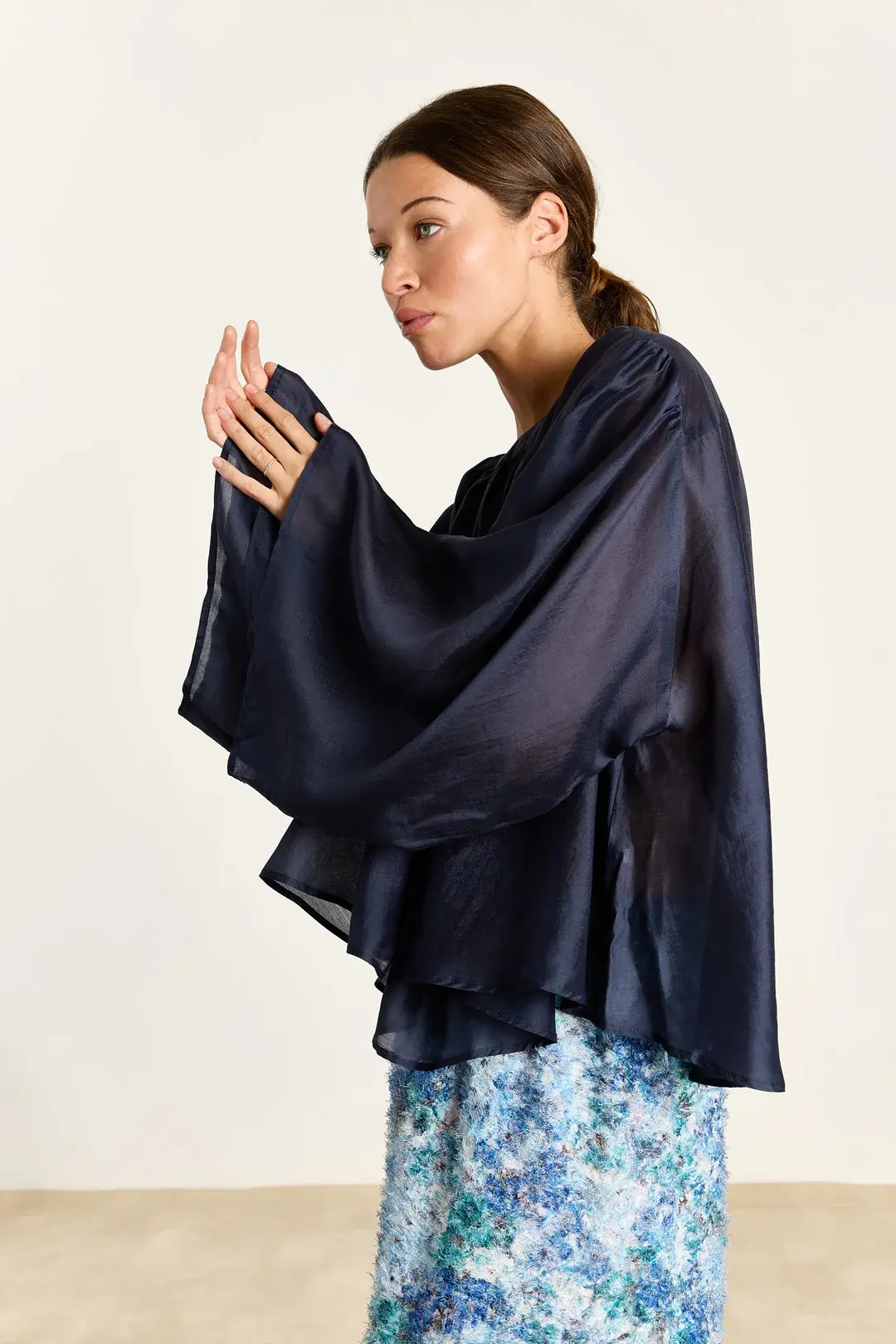 Boxy Blouse Navy IZA