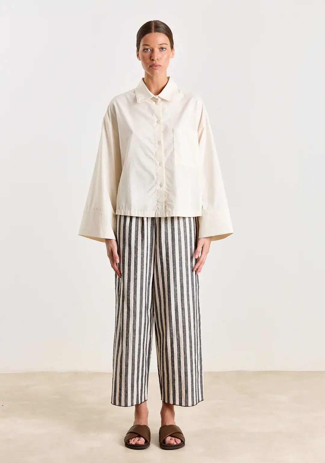 Sadé Striped Flowy pants with side pockets Black/White