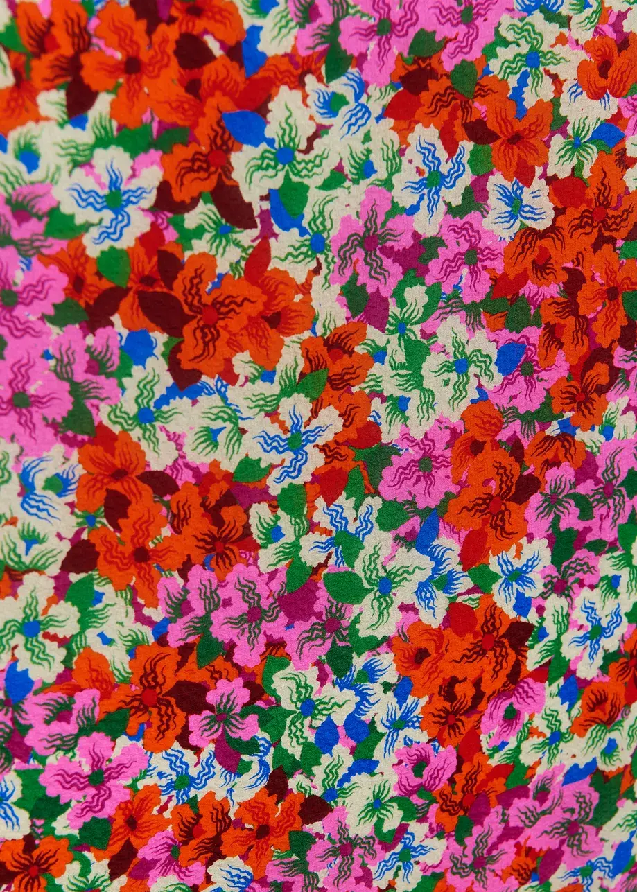 Thumbnail: Paarse, rode & veelkleurige sjaal van zijdemix met bloemenprint JABER-J1FG