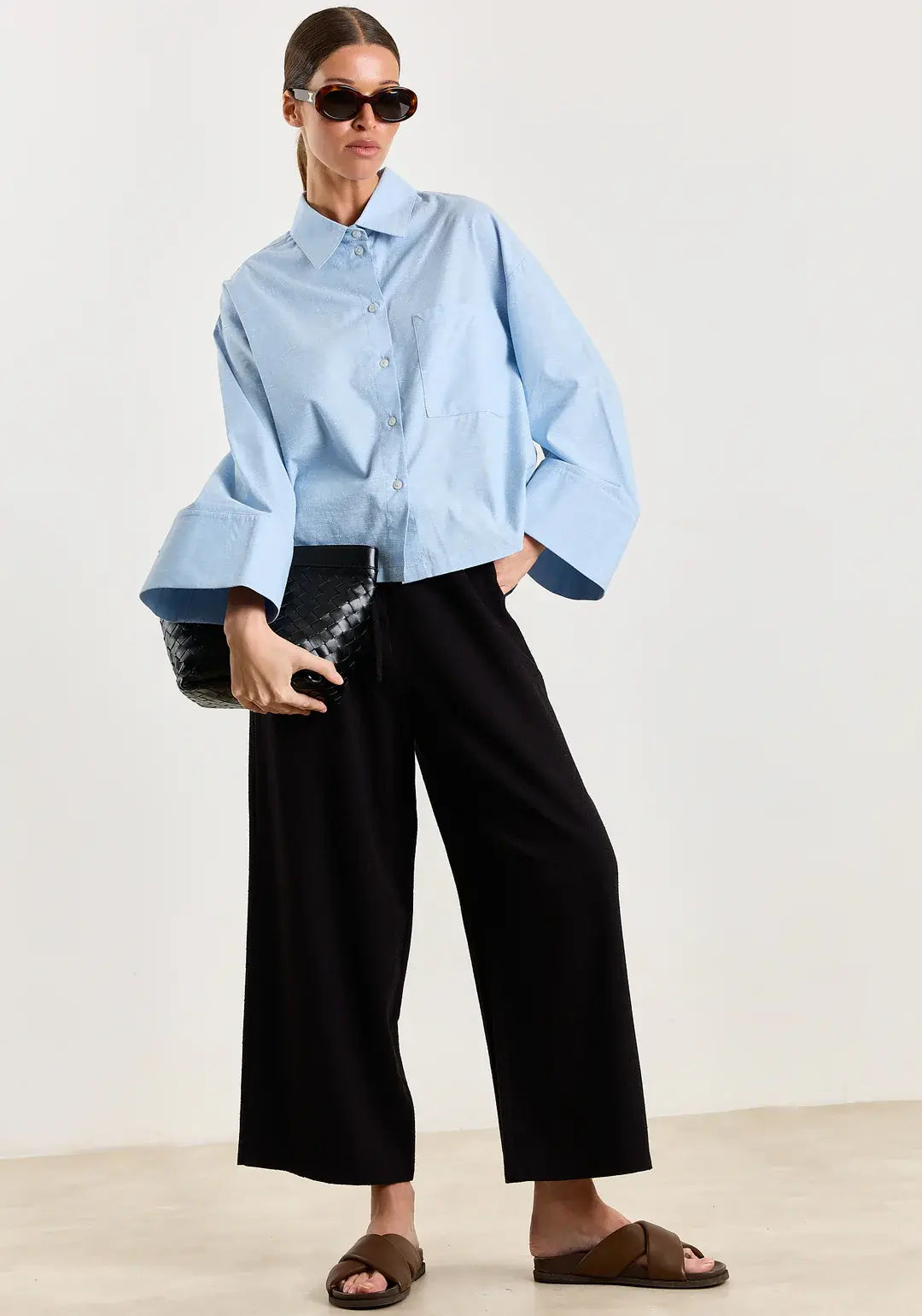 Pommeline Trousers with elastic waist Black