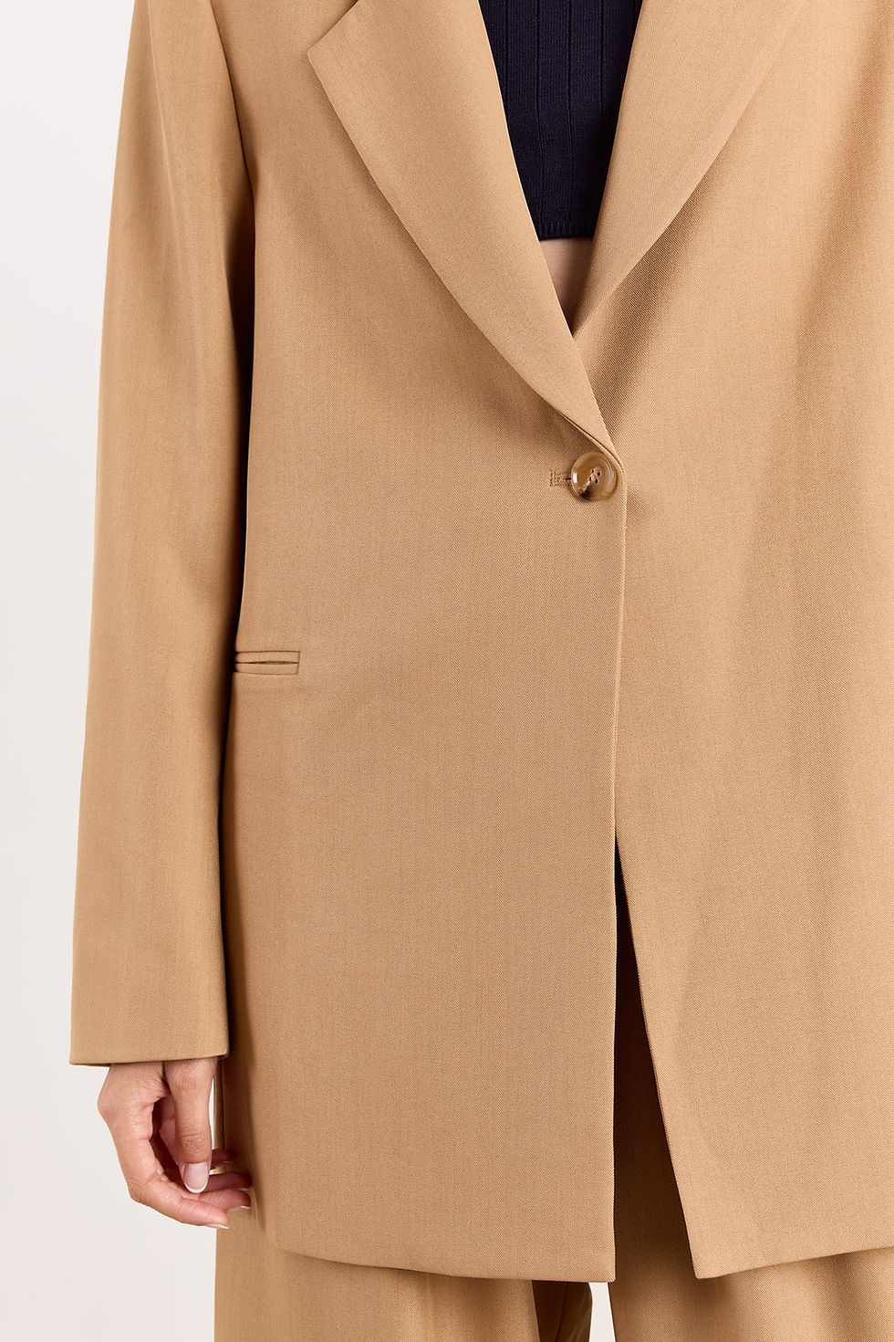 Thumbnail: FRANCE Blazer With Pleated Back Detail Peanut