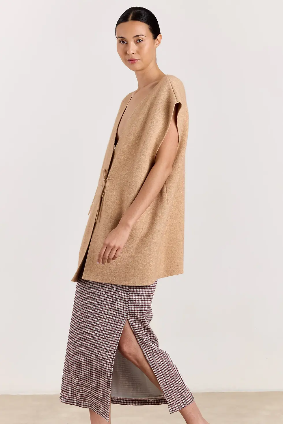 Thumbnail: LINA Sleeveless Vest Camel