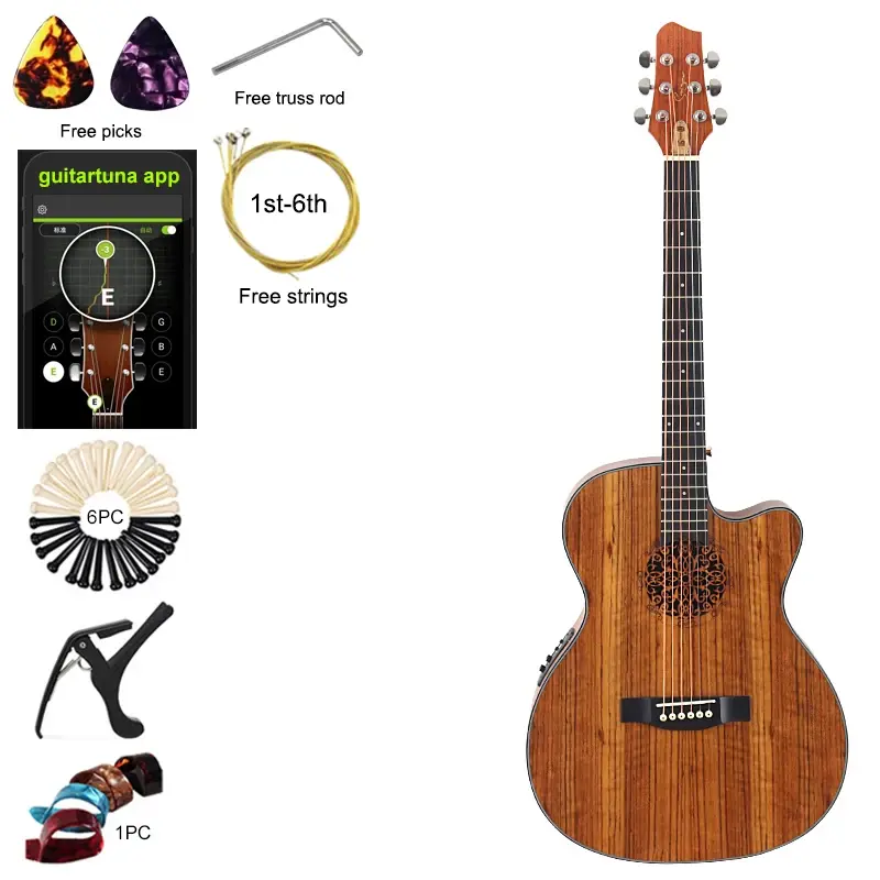 Thumbnail: 40 Inch Electric Acoustic Guitar Hickory Wood Body