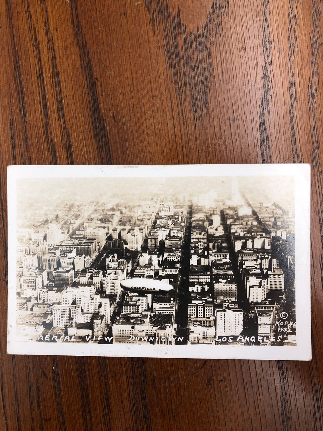 Los Angelos, California - Aerial view with good year blimp 