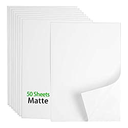 50 Matte white waterproof sheets of inkjet and laser printer sticker paper