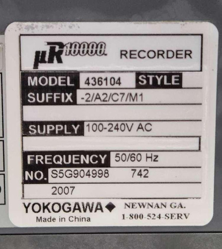 Yokogawa UR10000 Recorder 436104 | rescience