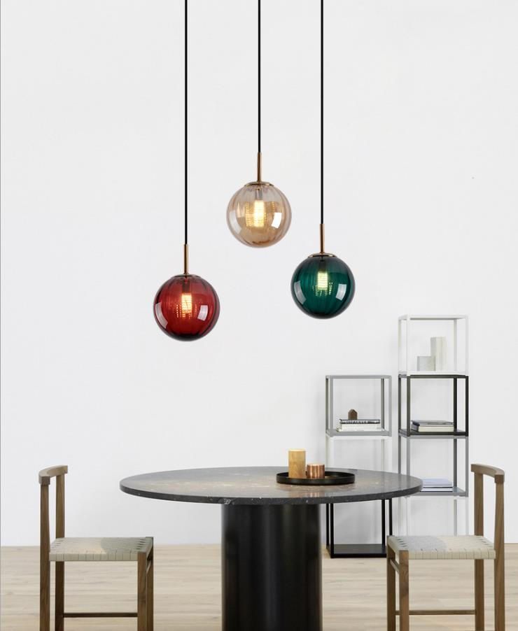 Postmodern minimalist color water pattern glass ball single head chandelier