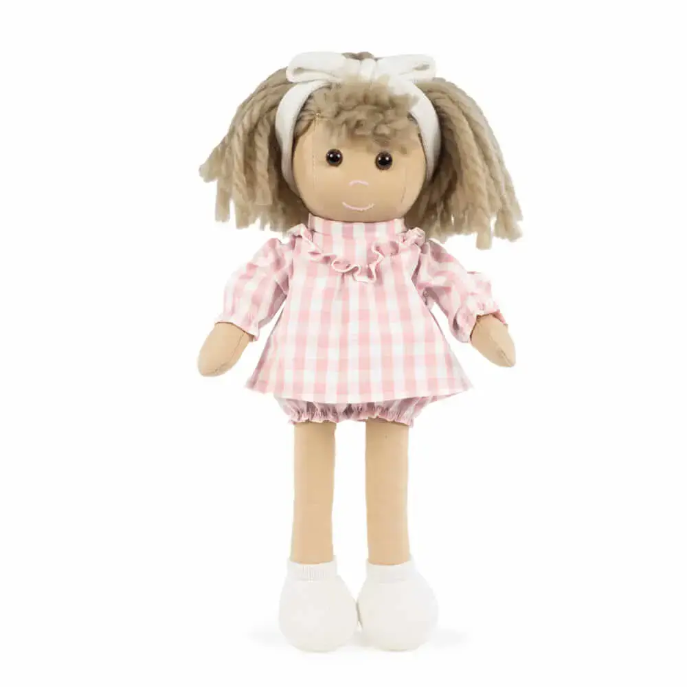 MUÑECA CRIS VICHY ROSA PASITO A PASITO