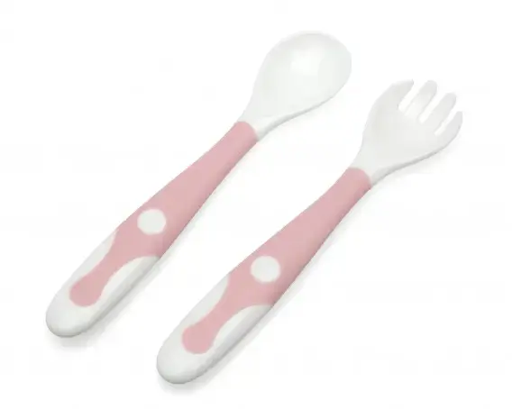 set cubiertos flexibles rosa kiokids