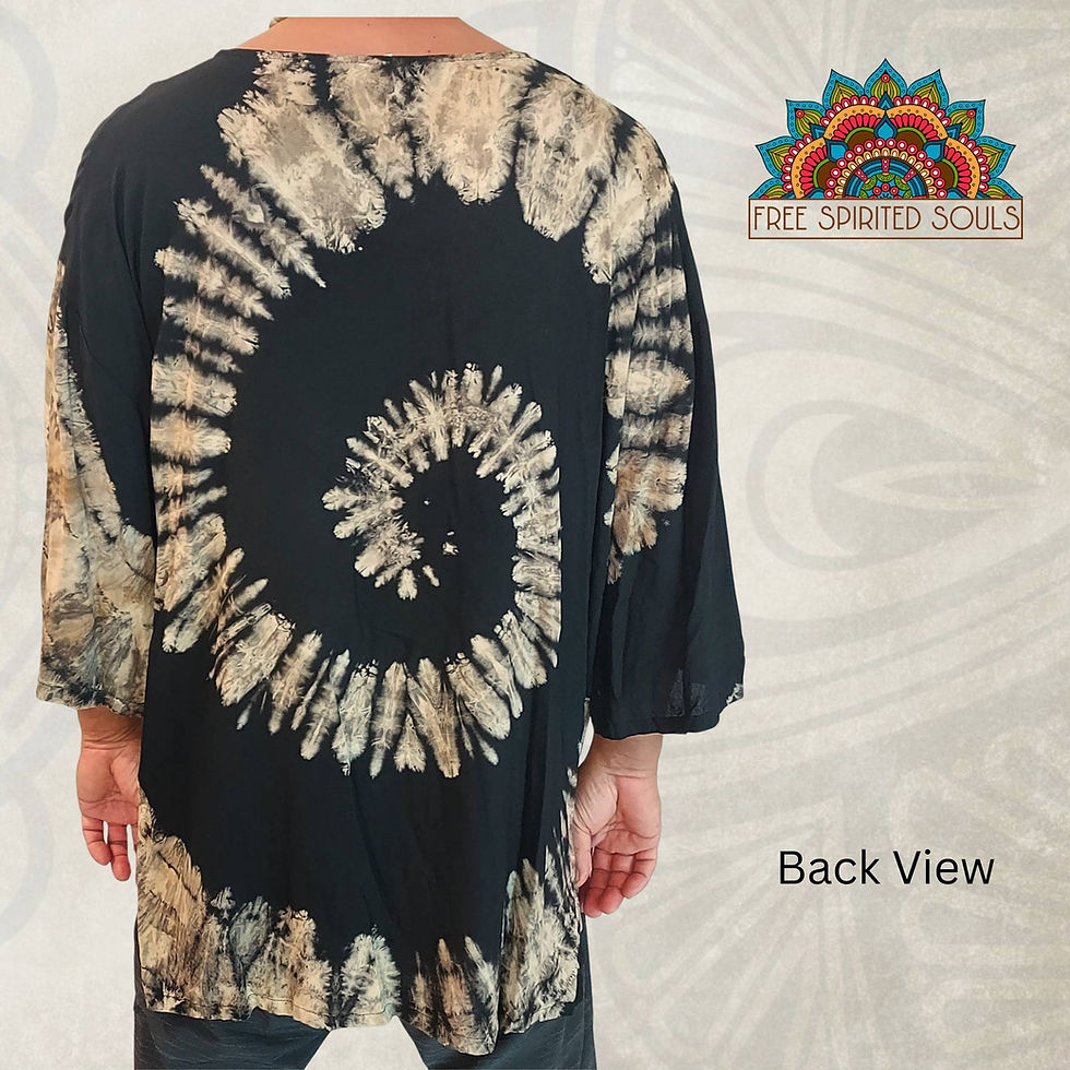 Thumbnail: Men's Black Spiral Tie Dye Boho Shirt