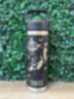 YETI Rambler in Black Chug Lid featuring a custom laser-engraved Batman design, personalized tumbler by KLM Craft Haus