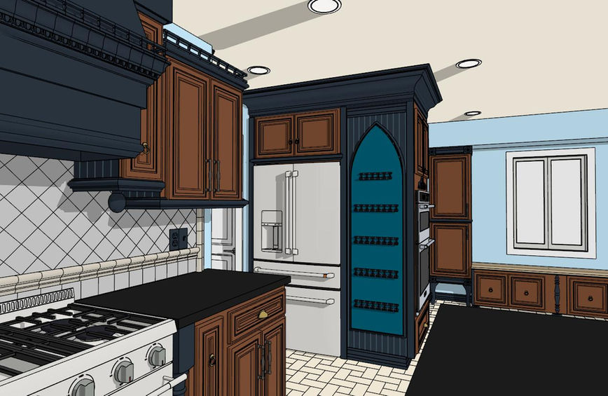 Kitchen redesign by Mackintosh Drafting featuring upgraded  modern appliances, and a reimagined layout for improved flow and functionality. 