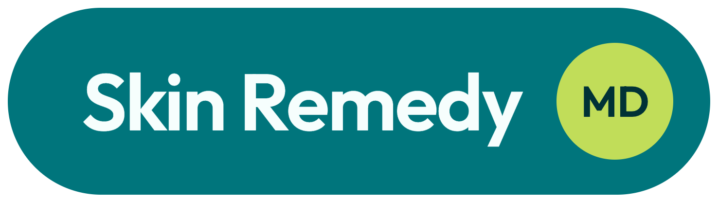 Logo for Skin Remedy MD with the tagline "Look Like Yourself Again" in teal and green.
