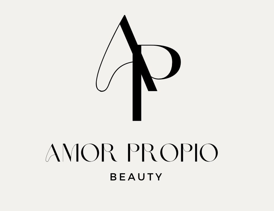 Logo of Amor Propio Beauty featuring elegant typography and a minimalist design, representing self-love and beauty.