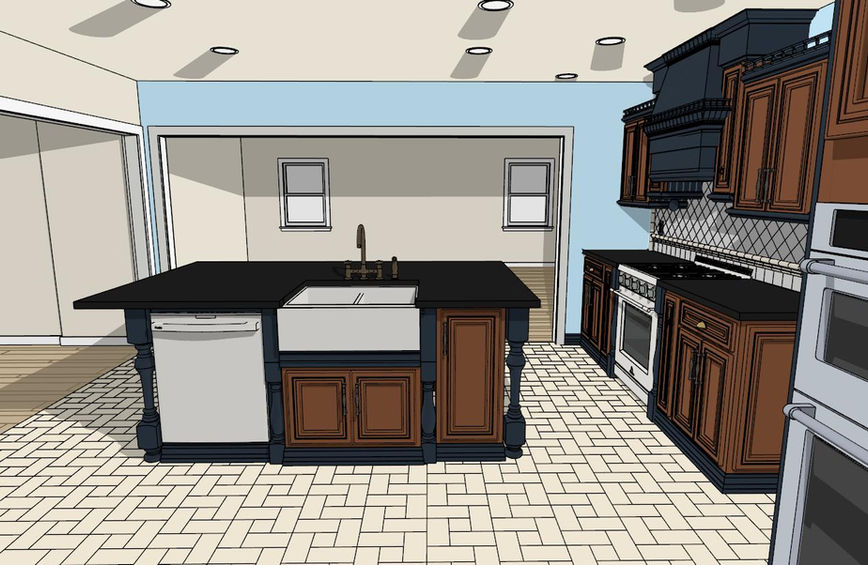 Kitchen redesign by Mackintosh Drafting featuring upgraded  modern appliances, and a reimagined layout for improved flow and functionality. 