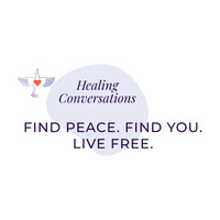 Logo of Healing Conversations featuring a stylized heart and speech bubble in calming colors.