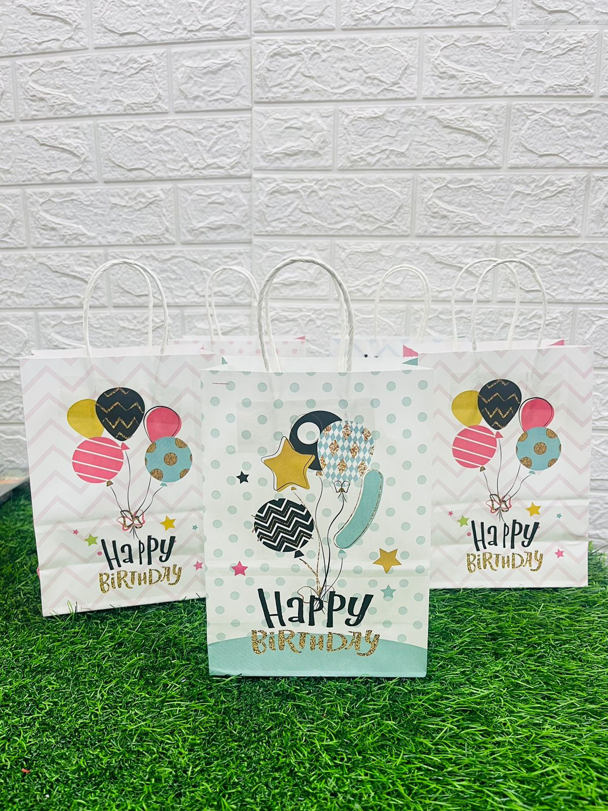 Birthday Printed Paper Bags (3 Pcs)