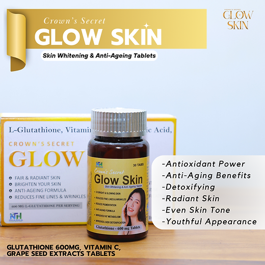 Glow Skin Glutathione 600mg Tablets-30 Tablets (3 Strip)