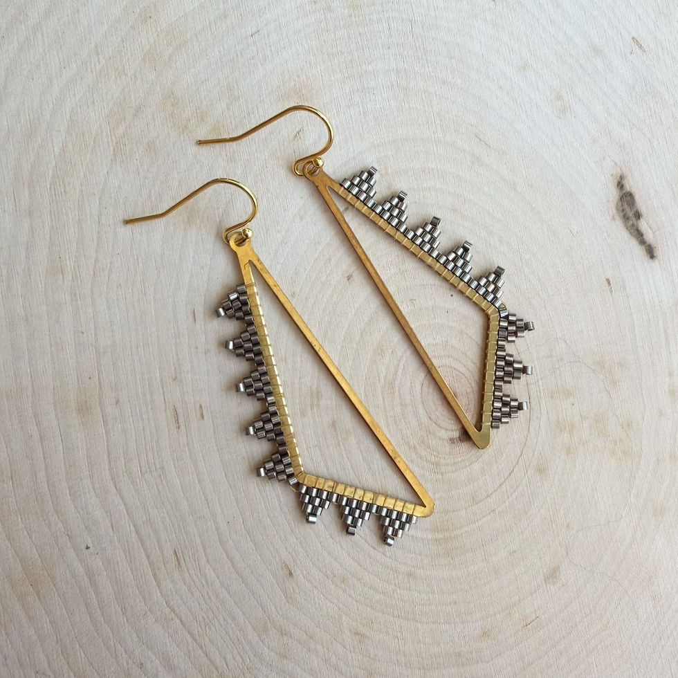 beaded brick stitch spike earrings gold