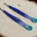 blue and turquoise ombre fade long fringe earrings