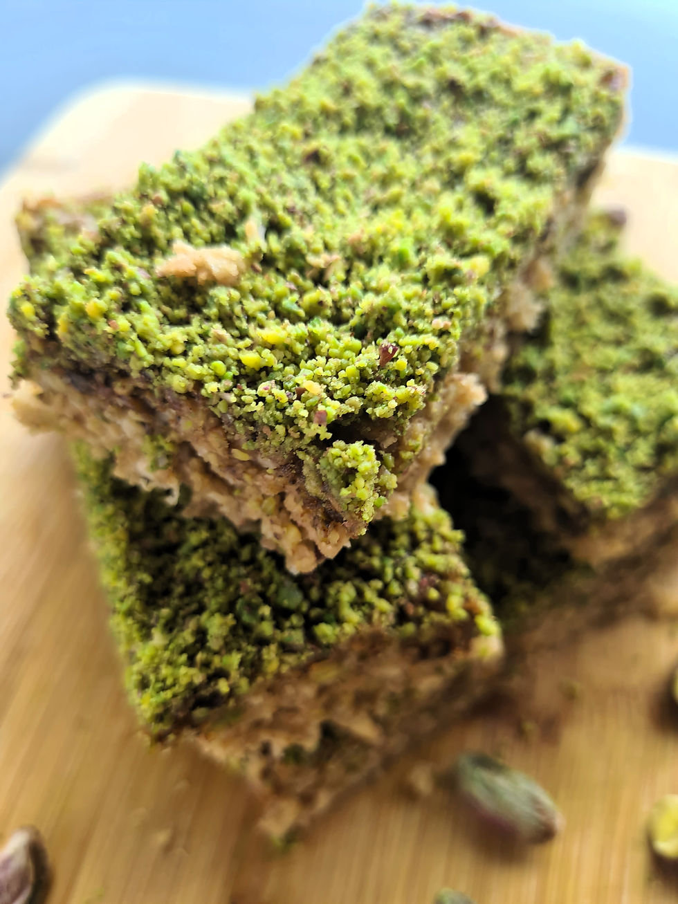 Gluten-free vegan pistachio baklava flapjack