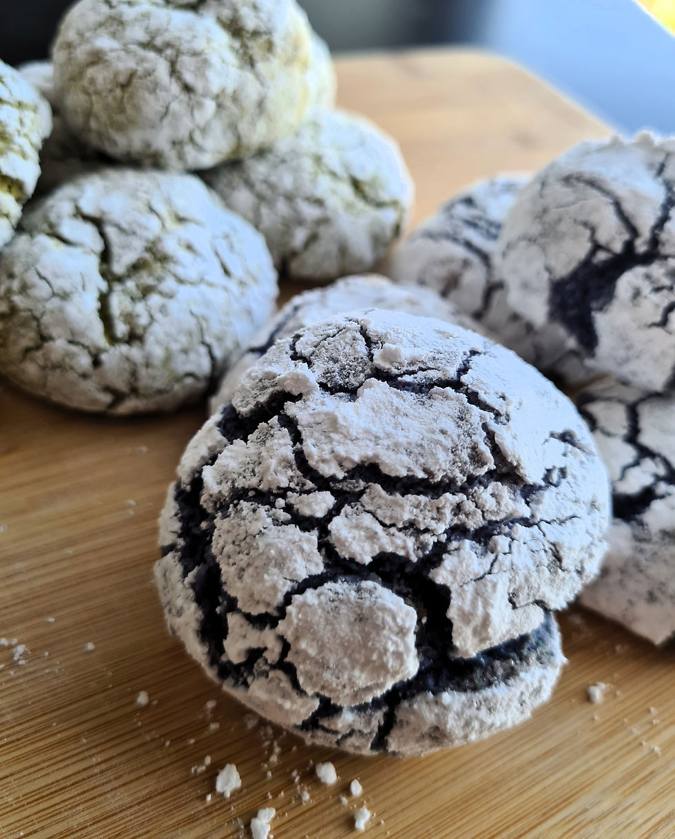 Close-up highlighting sugar-coated crinkle tops and vibrant color layers underneath.