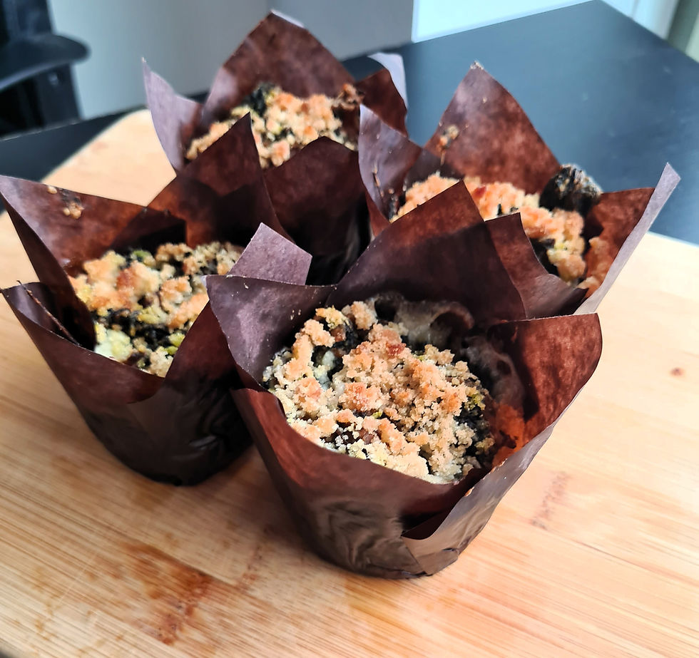 Freshly baked gluten-free spinach muffins with golden tops