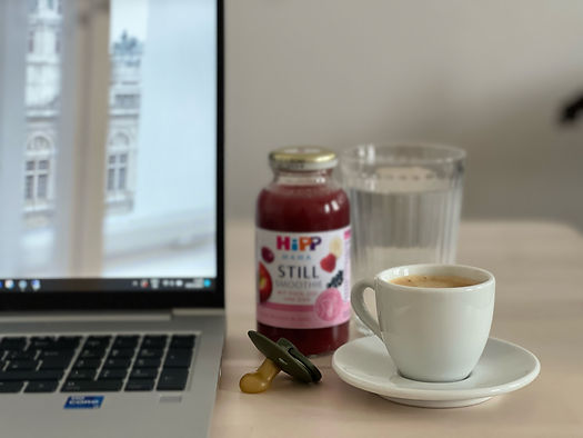 Laptop, Schnuller, Espresso