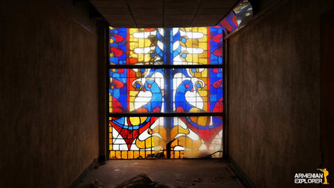 abandoned places, abandoned factory, soviet factory, stained glass window