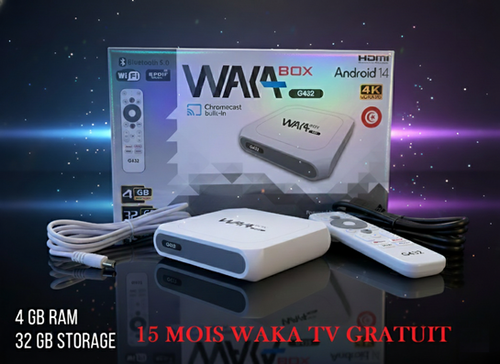 WAKA BOX G432 – Box Android TV Google Certifie + 15 Mois Waka IPTV