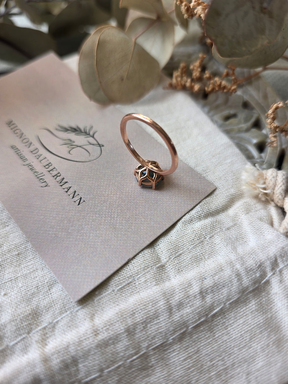 Thumbnail: Round Moss Agate Ring 9ct Rose Gold