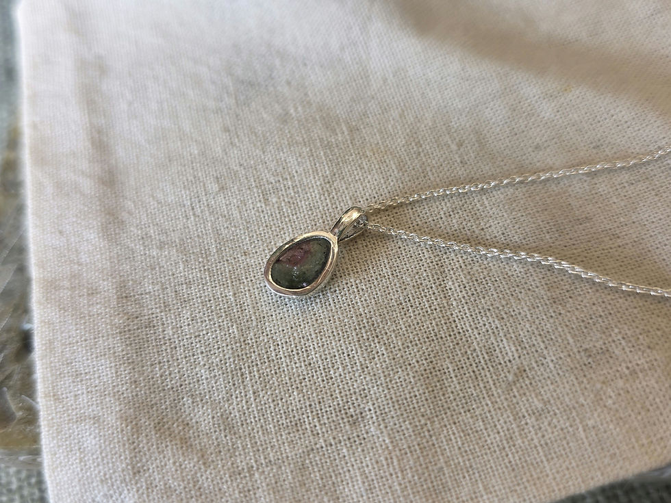Thumbnail: Watermelon Tourmaline Pendant in Silver II
