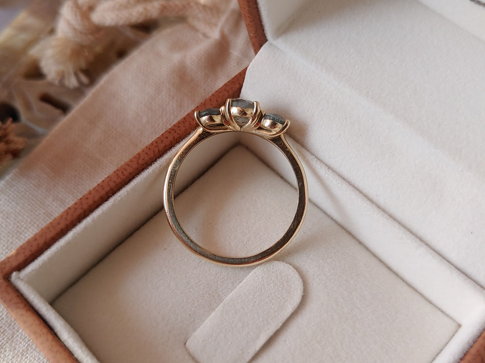 Thumbnail: Trio Oval Moss Agate Ring 9ct Yellow Gold