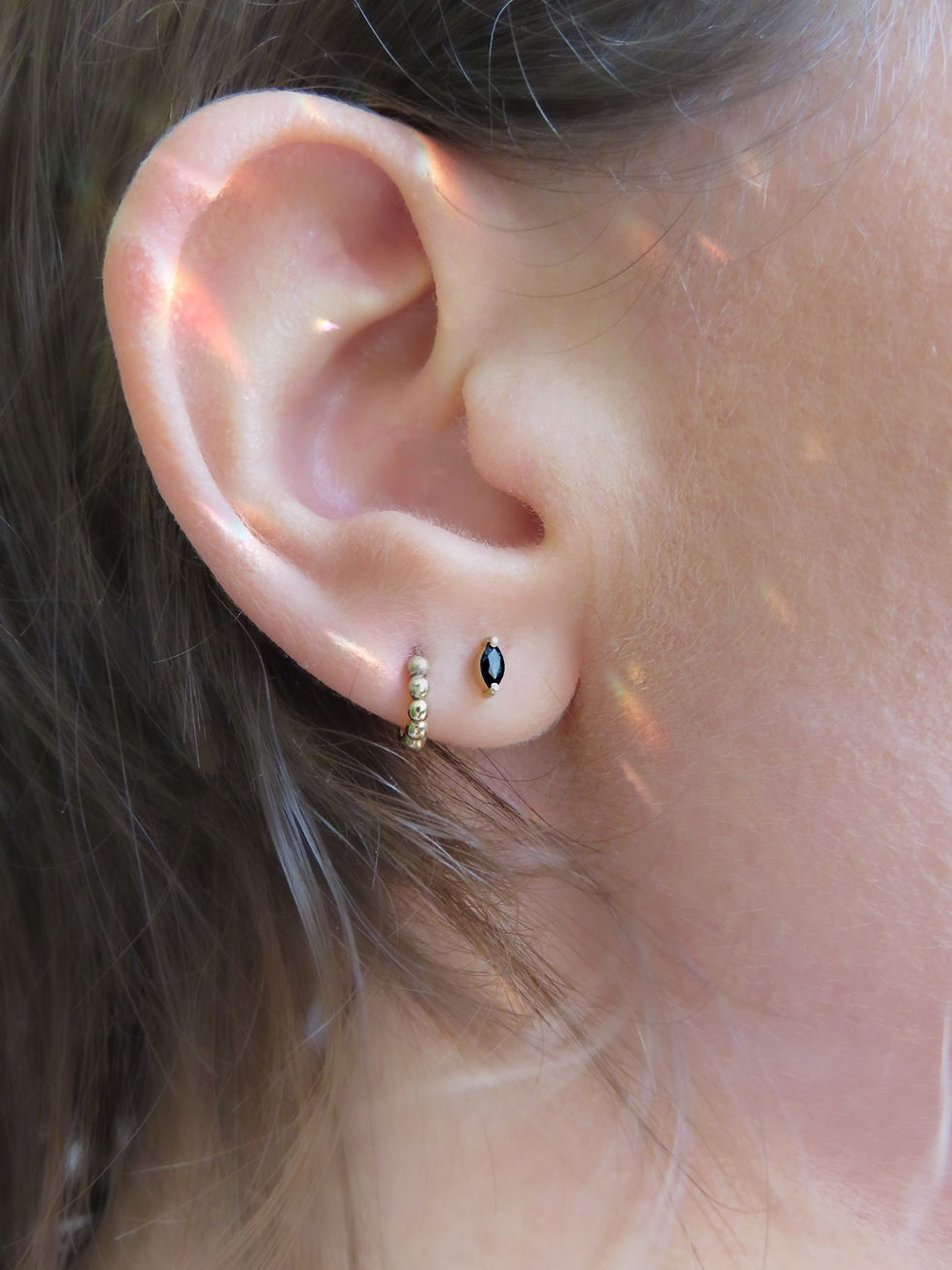 Thumbnail: Tiny Black Spinel Marquise Stud Earrings