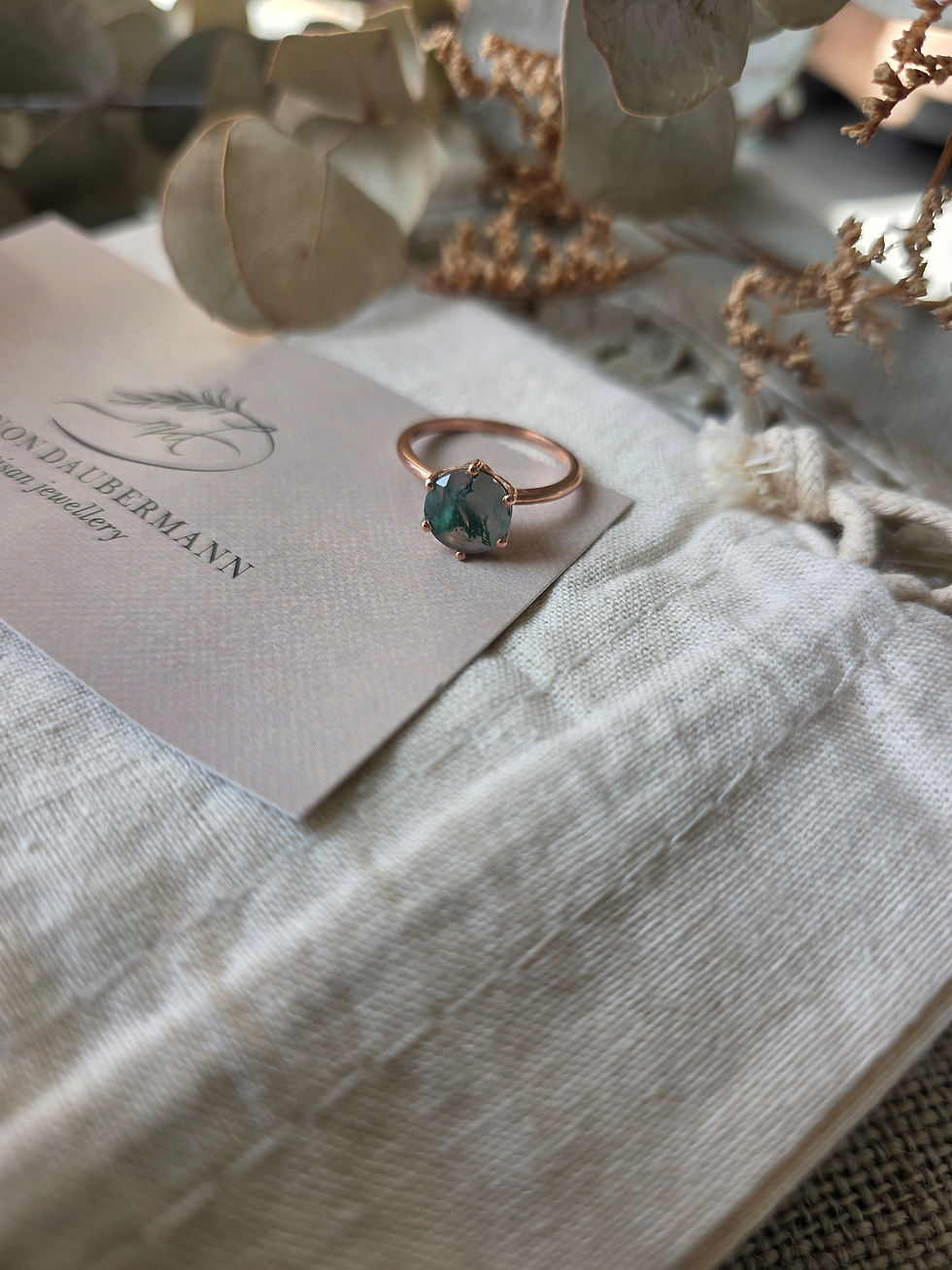 Thumbnail: Round Moss Agate Ring 9ct Rose Gold