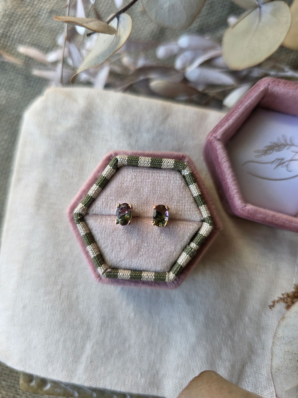 Thumbnail: Watermelon Tourmaline Earrings in 9ct Rose Gold