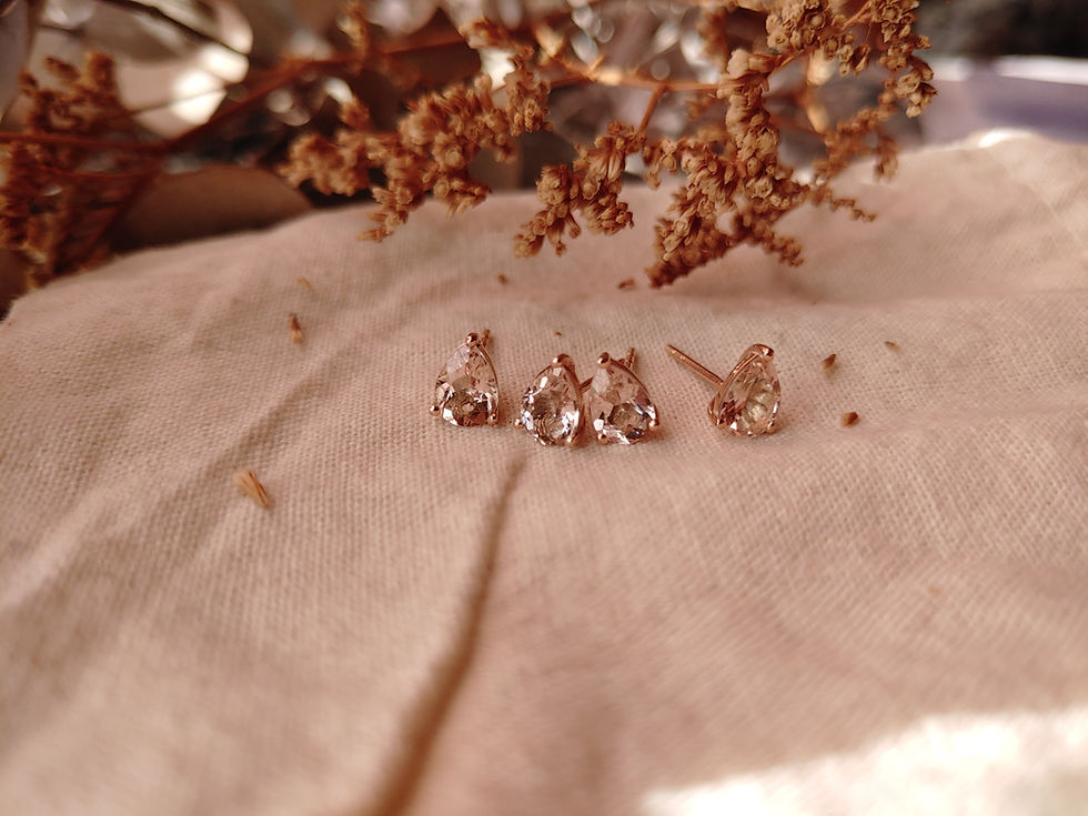 Thumbnail: Peachy Pink Morganite in 9ct Gold Earrings