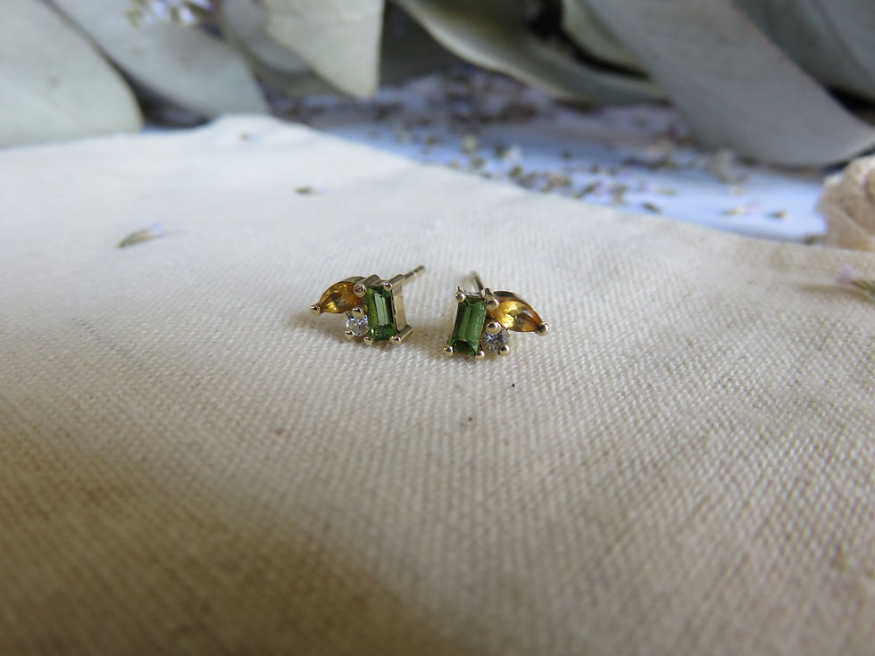 Thumbnail: Tourmaline, Citrine and Sapphire Cluster Earrings