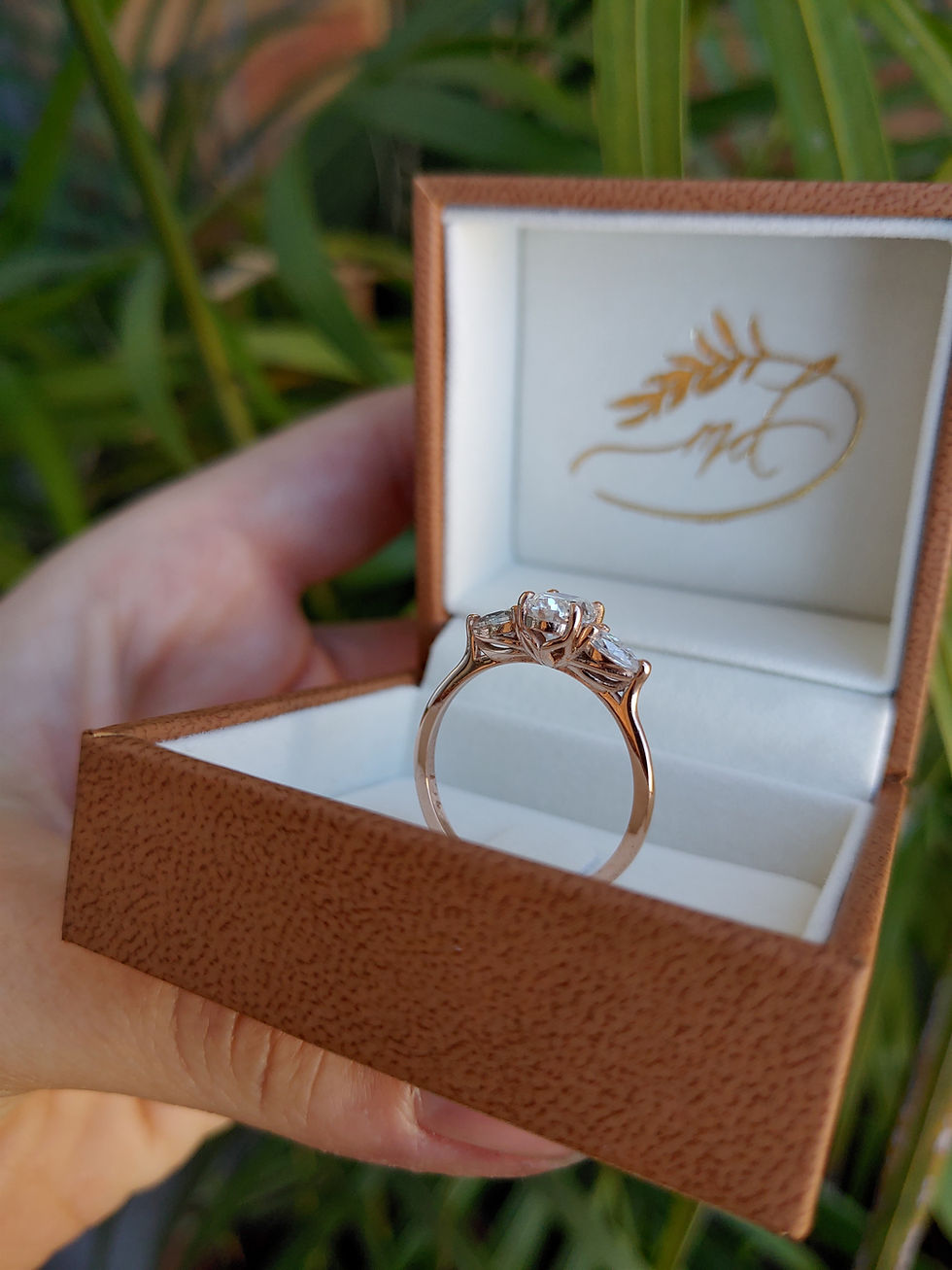 Thumbnail: Oval and Pear Trilogy in 9ct Gold Ring