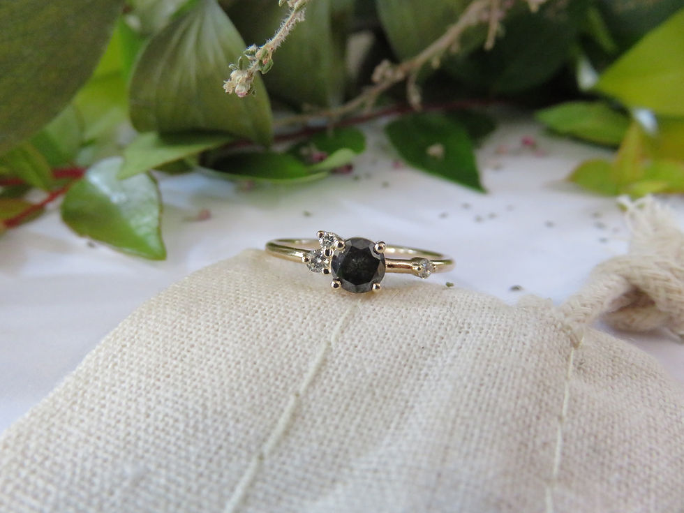 Thumbnail: Petite Black Salt and Pepper Diamond Cluster in 9ct Gold RIng