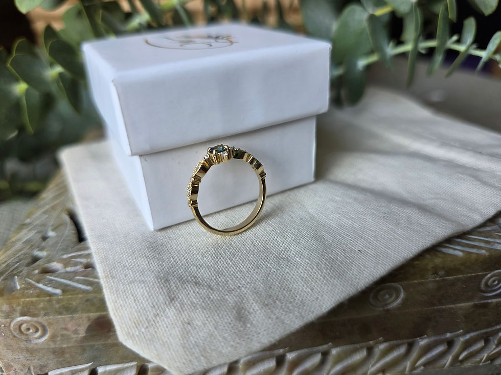 Thumbnail: Teal Sapphire and Diamond 9ct Gold Ring