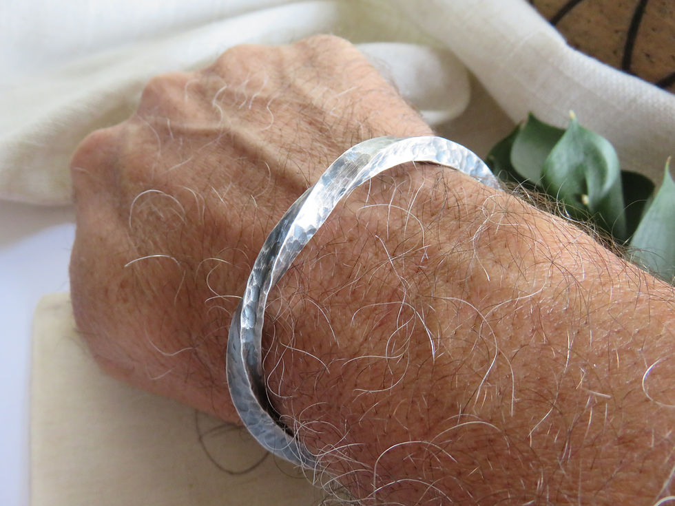 Thumbnail: Solid Sterling Silver Twisted Men's Bangle