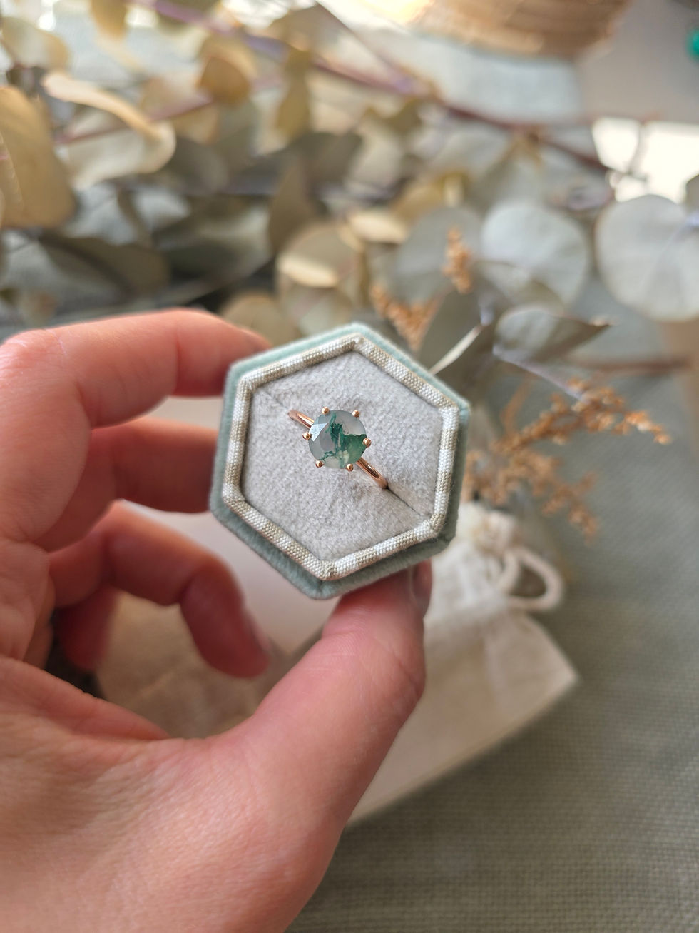 Thumbnail: Round Moss Agate Ring 9ct Rose Gold