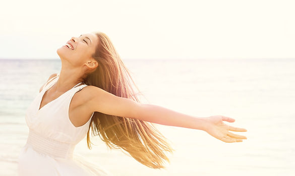 Freedom woman in free happiness bliss on