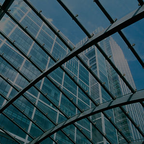 A glass ceiling under a corporate building